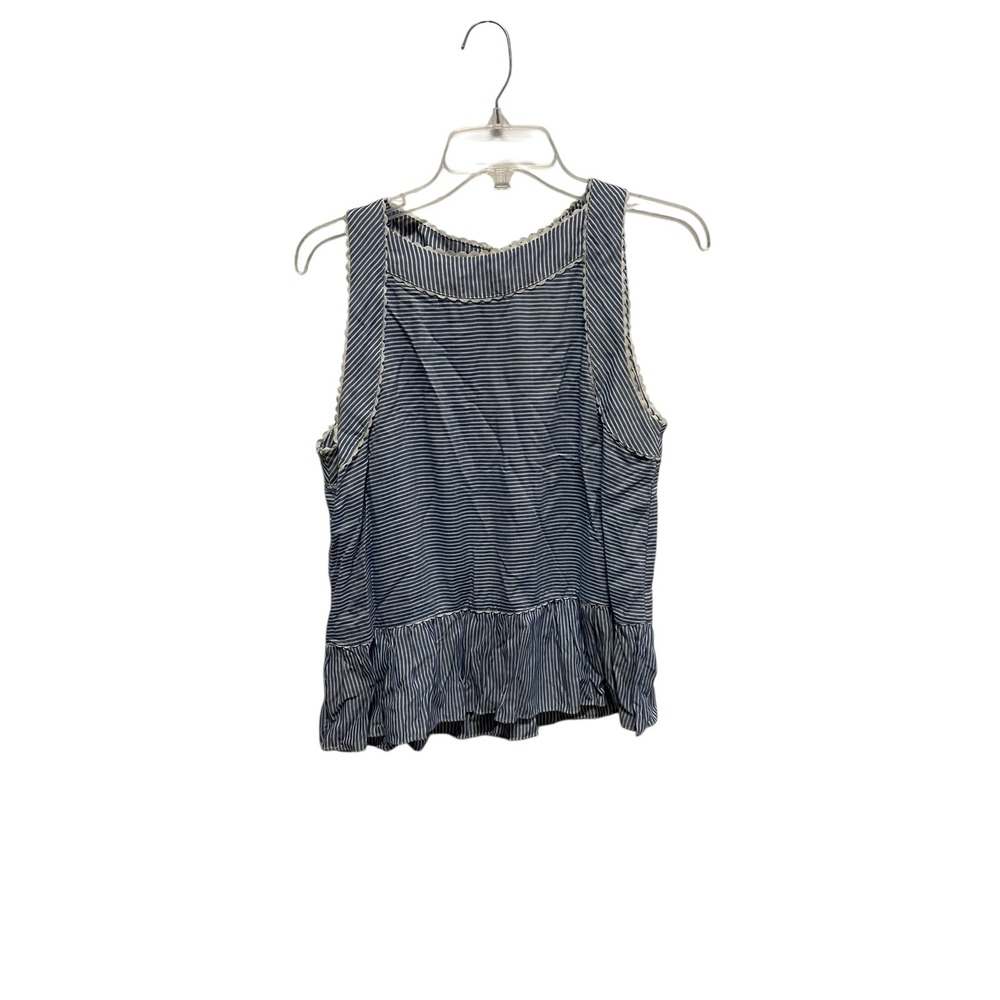 Altard State‎ Blue White Stripe Peplum Ruffle Tank Top Women's Size Medium